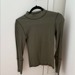 Free People Sage Ribbed Long Sleeve Top